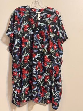 Tommy Bahama Midnight Orchid Floral Lace-Up Swim Cover Up S/M